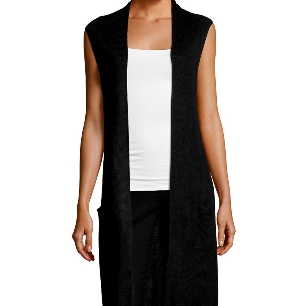 Joan Vass New York Sleeveless Duster Vest - Chocolate Brown Size M.